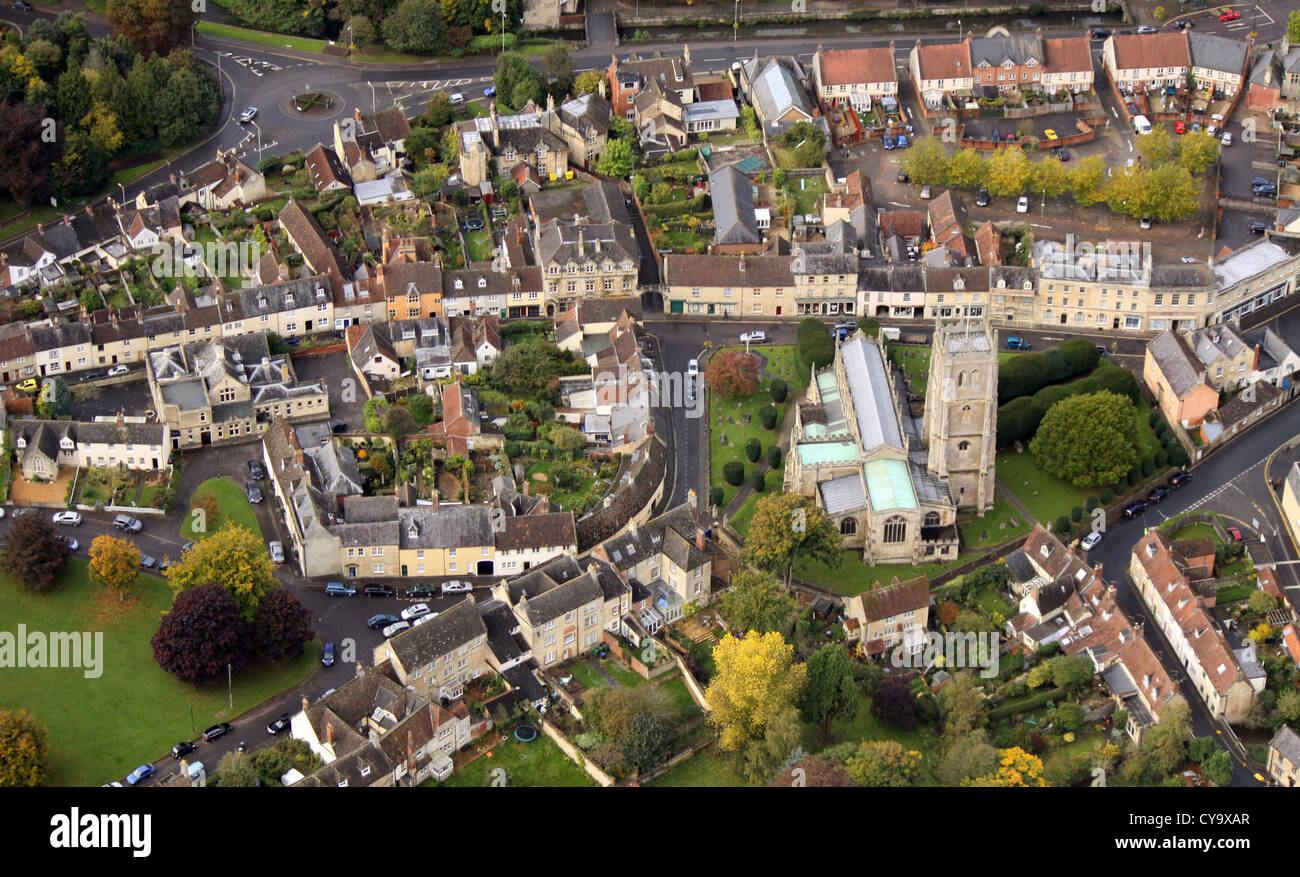 aerial view of Calne in Wiltshire, with St Mary the Virgin parish church Stock Photo