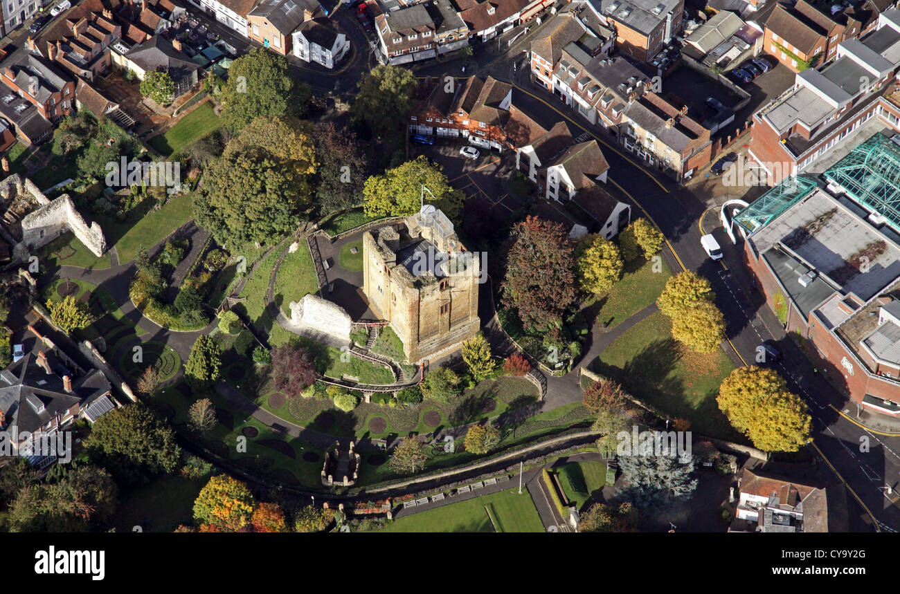 aerial view of Guildford Castle, Surrey Stock Photo