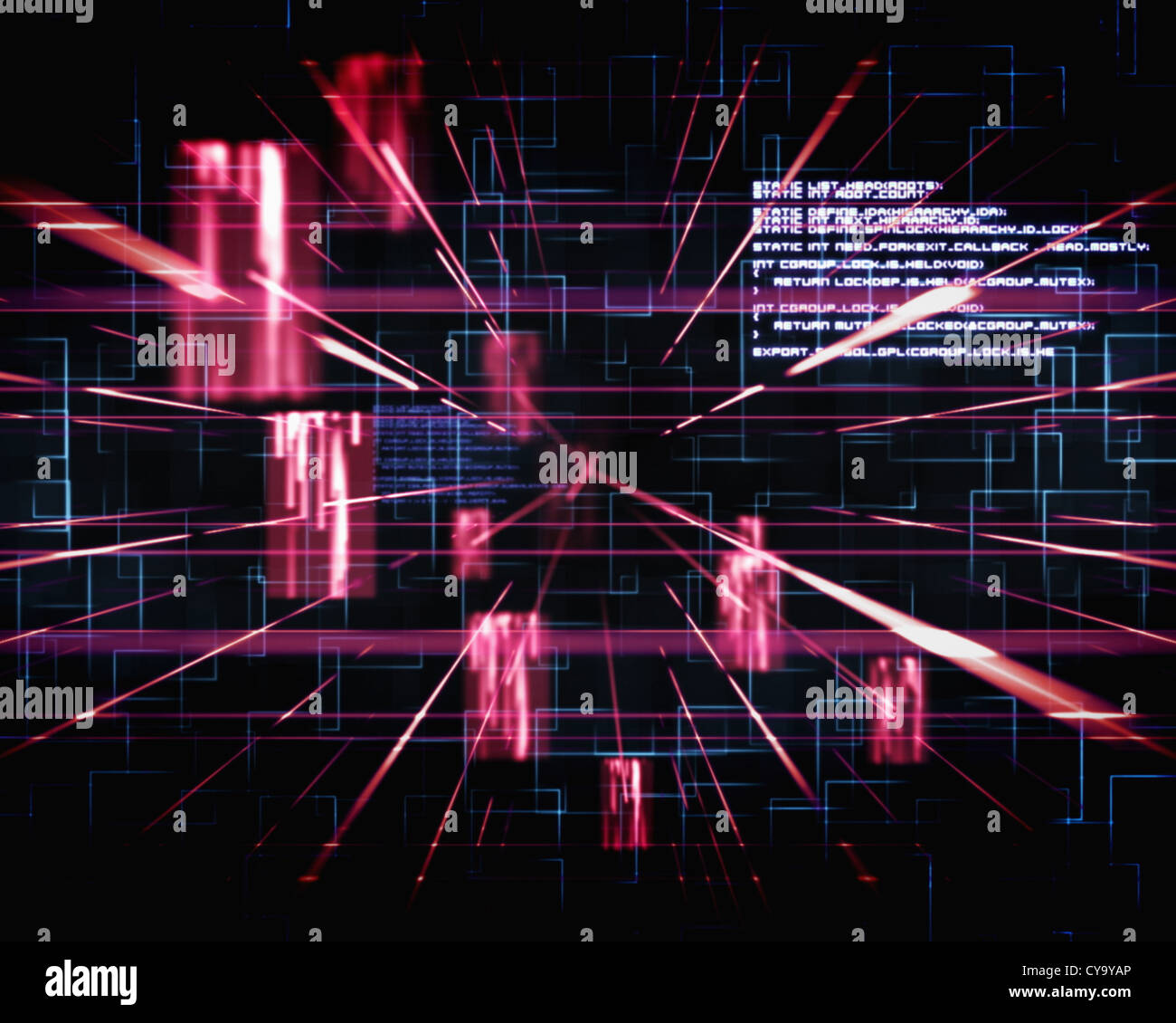 Pink and blue lines next to screens Stock Photo Alamy