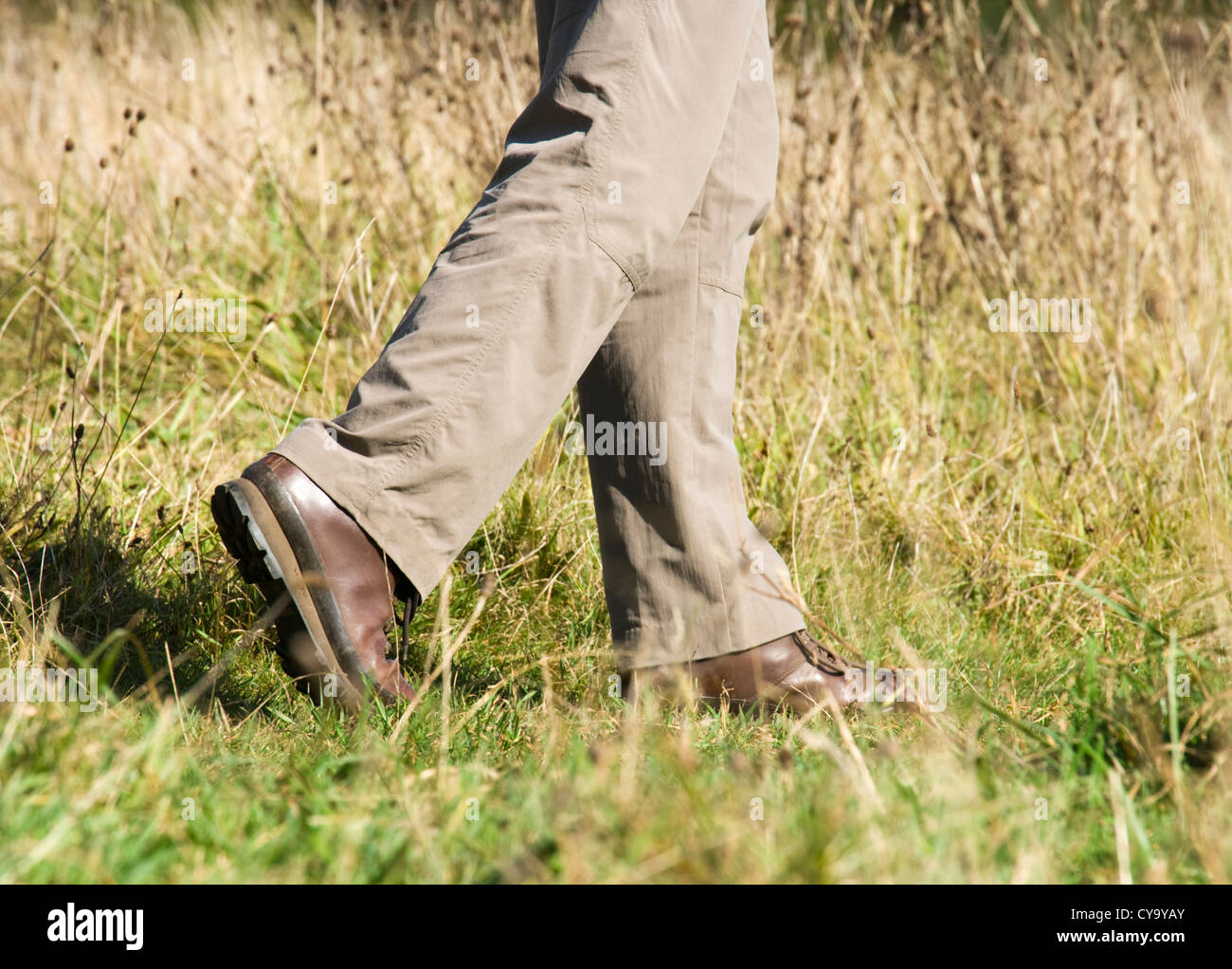 Person walking in hiking boots Stock Photo Alamy