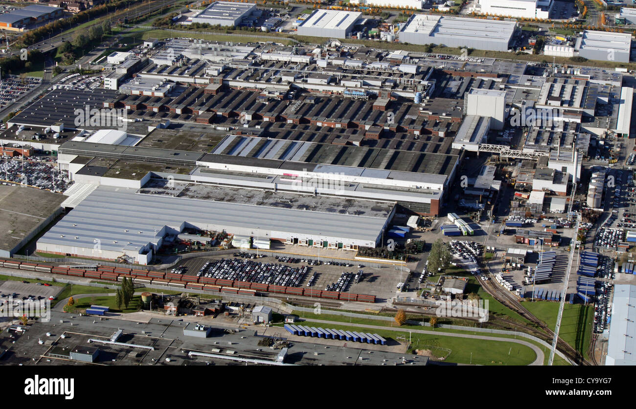 aerial view of Jaguar car's Halewood plant at Speke, Liverpool Stock Photo