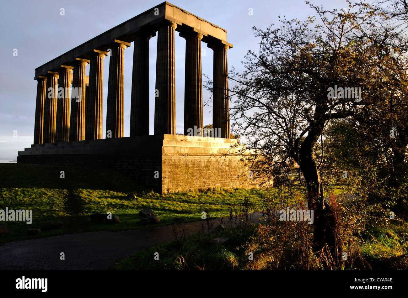 The Edinburgh Monument ('Edinburgh's Disgrace') on Calton Hill, Edinburgh, Scotland. Stock Photo