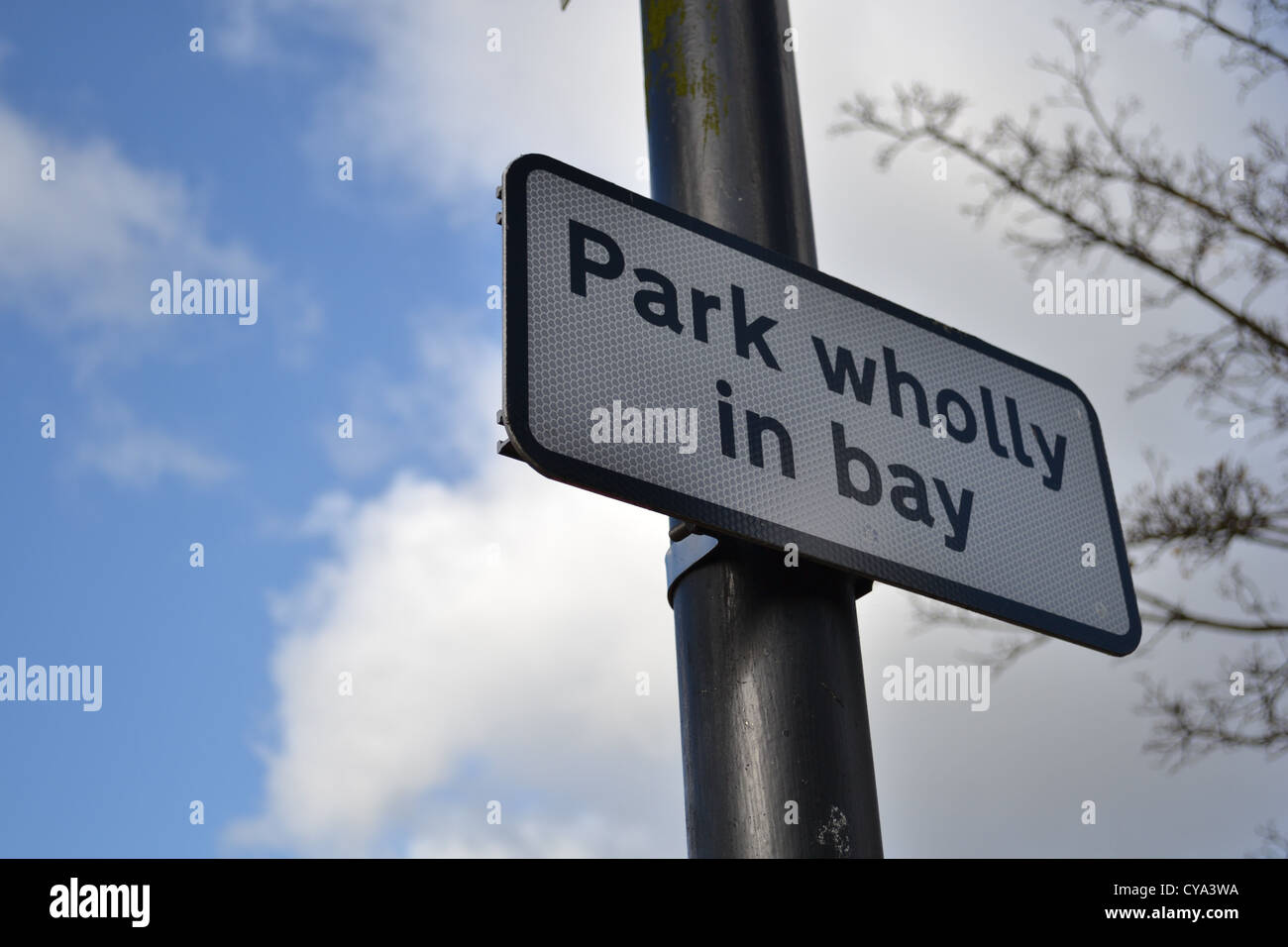 Park wholly in bay sign Stock Photo