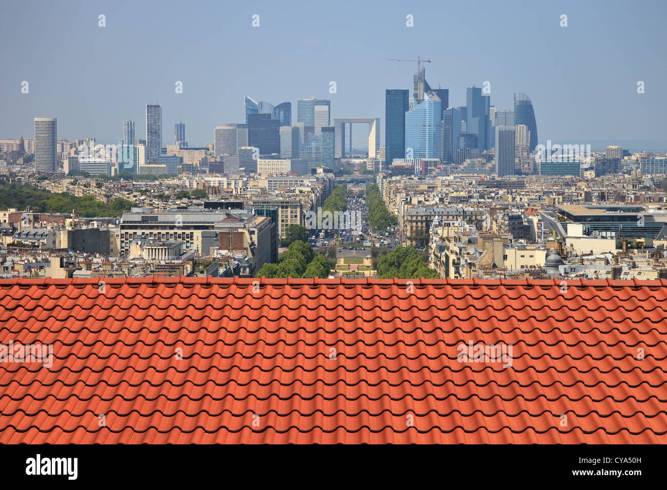 The view from the roof of the diverse architecture of Paris, France. Stock Photo