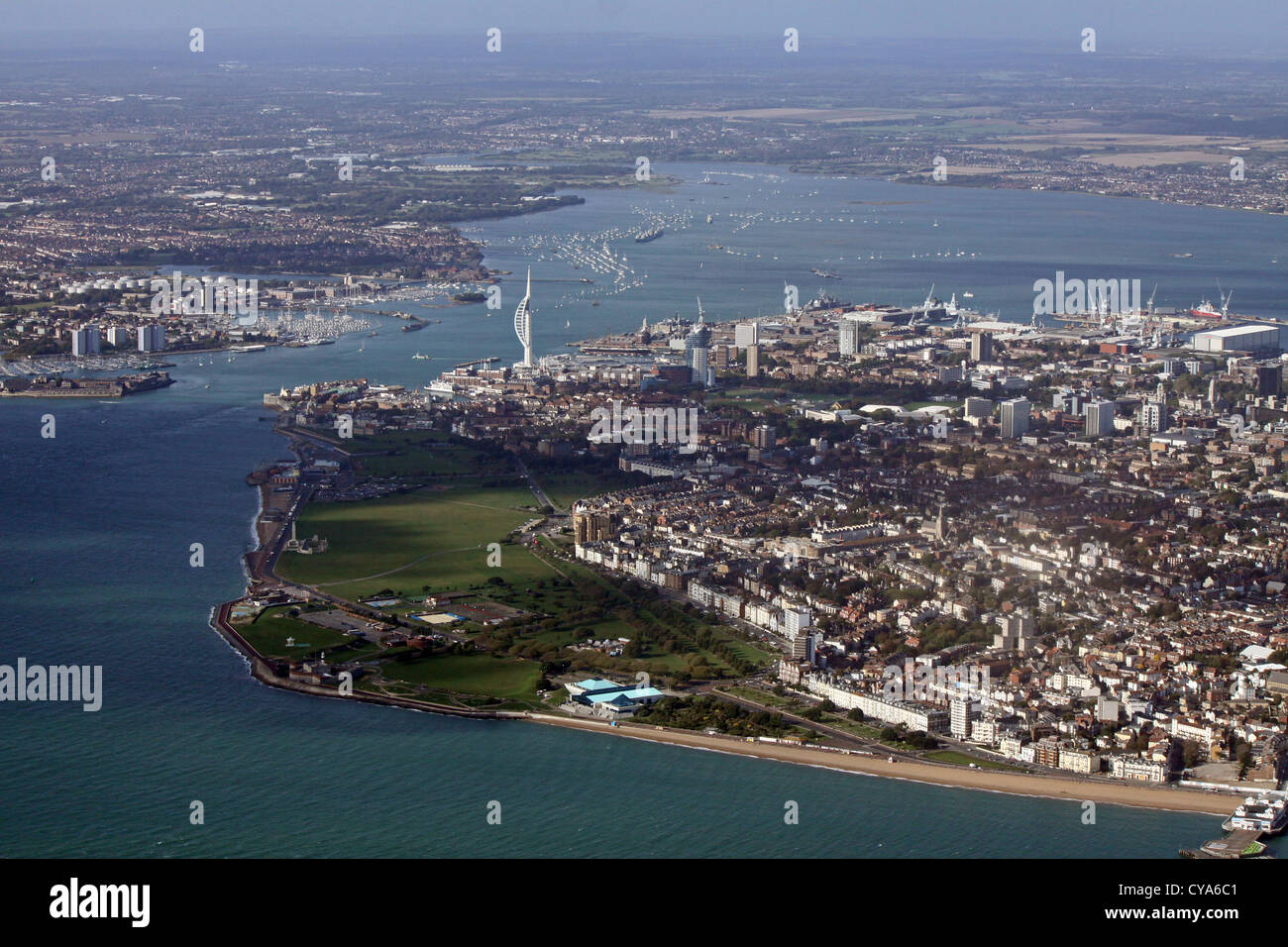 aerial view of Portsmouth Stock Photo