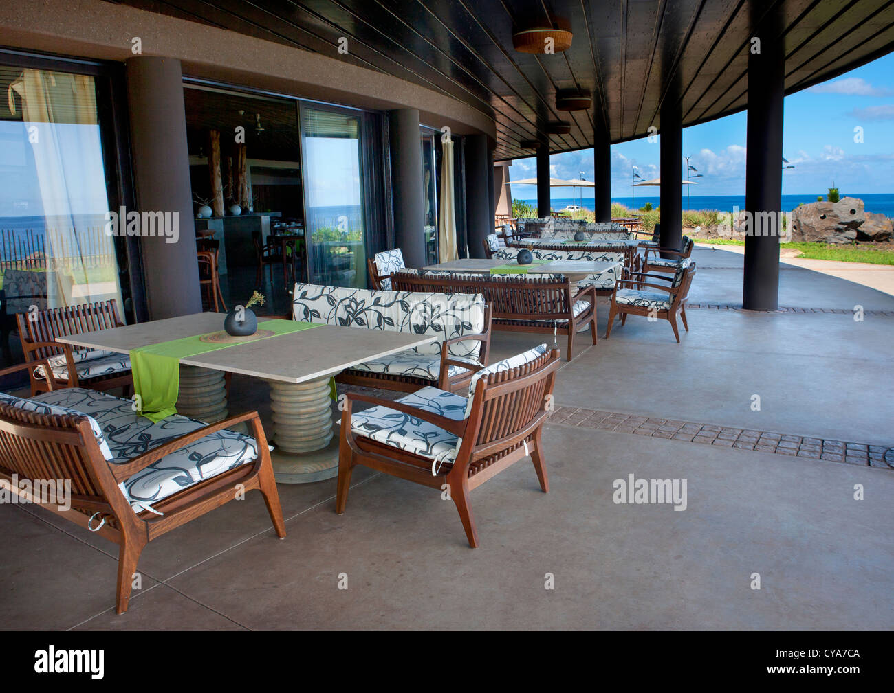 Restaurant In Hanga Roa Hotel, Chile Stock Photo