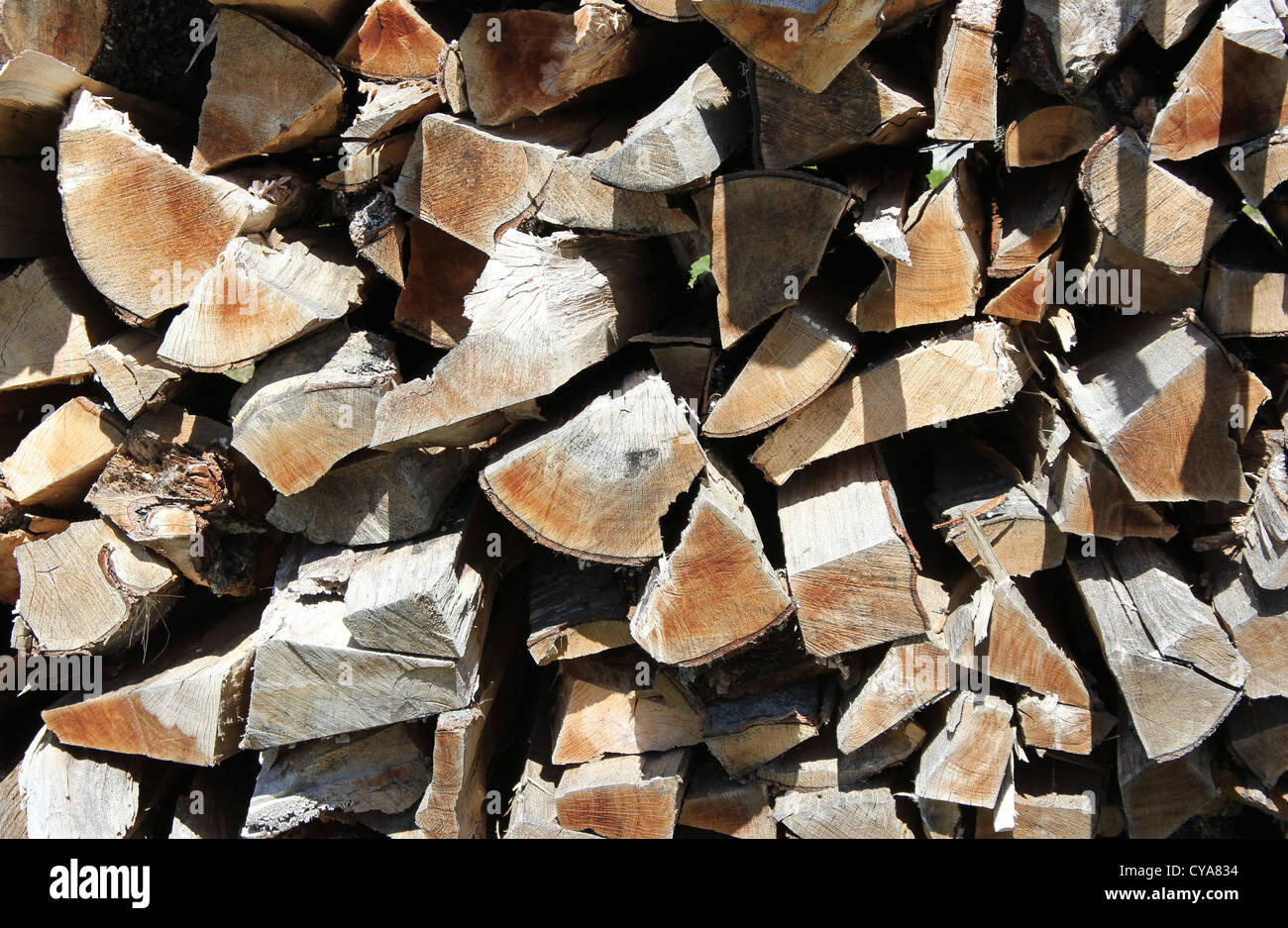Pile of chopped wood - close-up Stock Photo