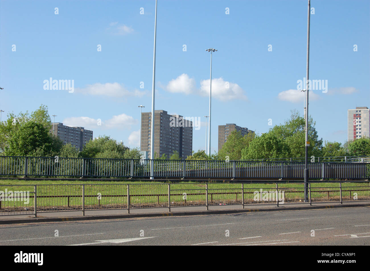 View of high rise flats from Townhead in Glasgow, Scotland Stock Photo
