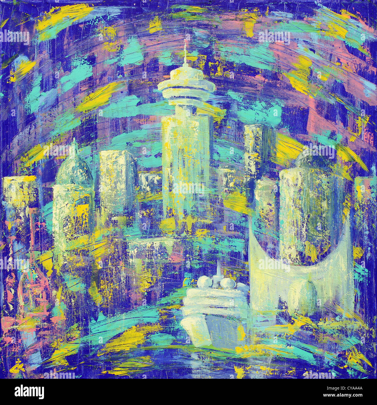 Abstract painting of the Vancouver City Stock Photo Alamy