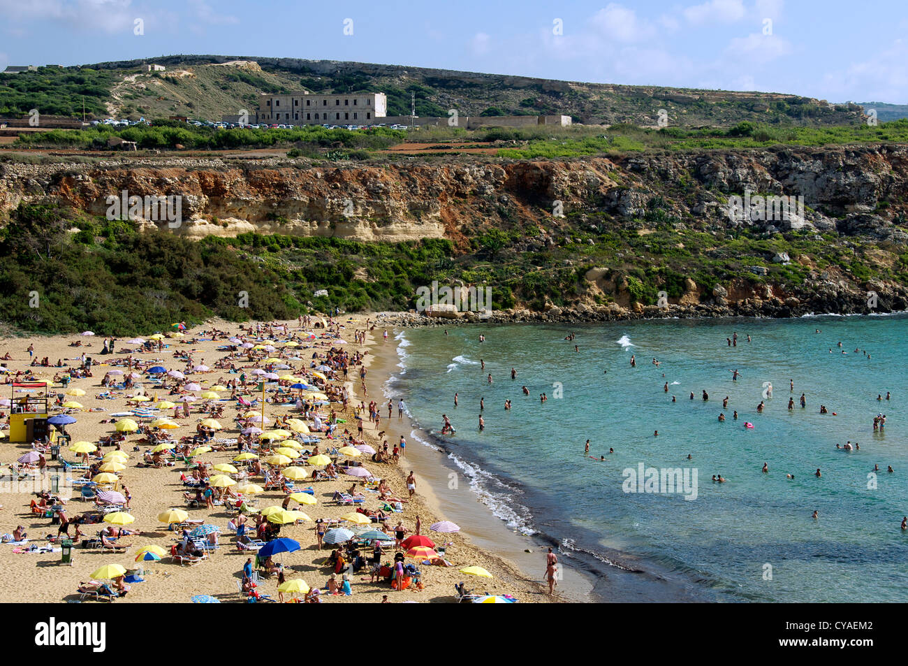 Golden Bay Beach Malta Stock Photo Alamy