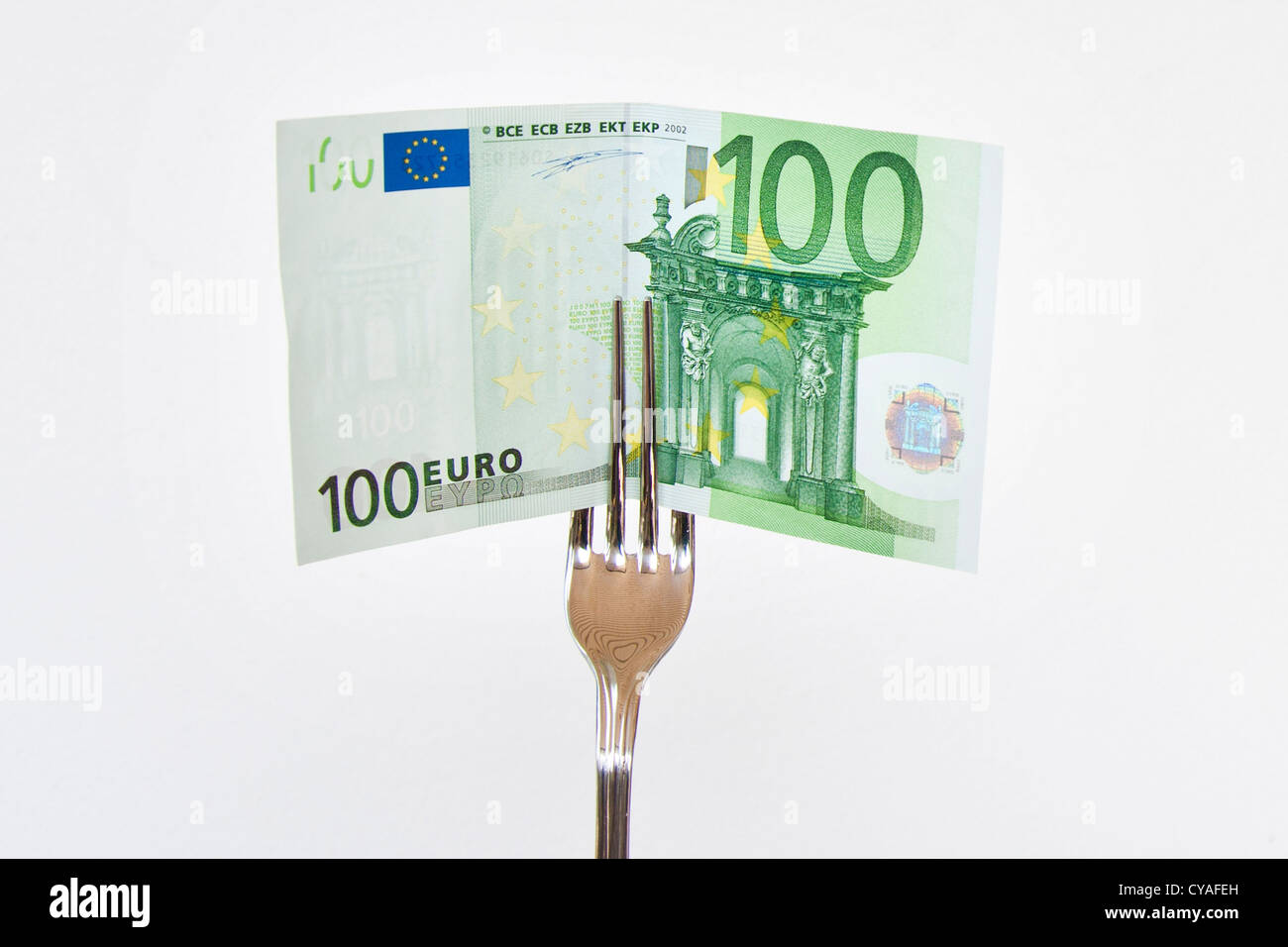 money and fork Stock Photo Alamy