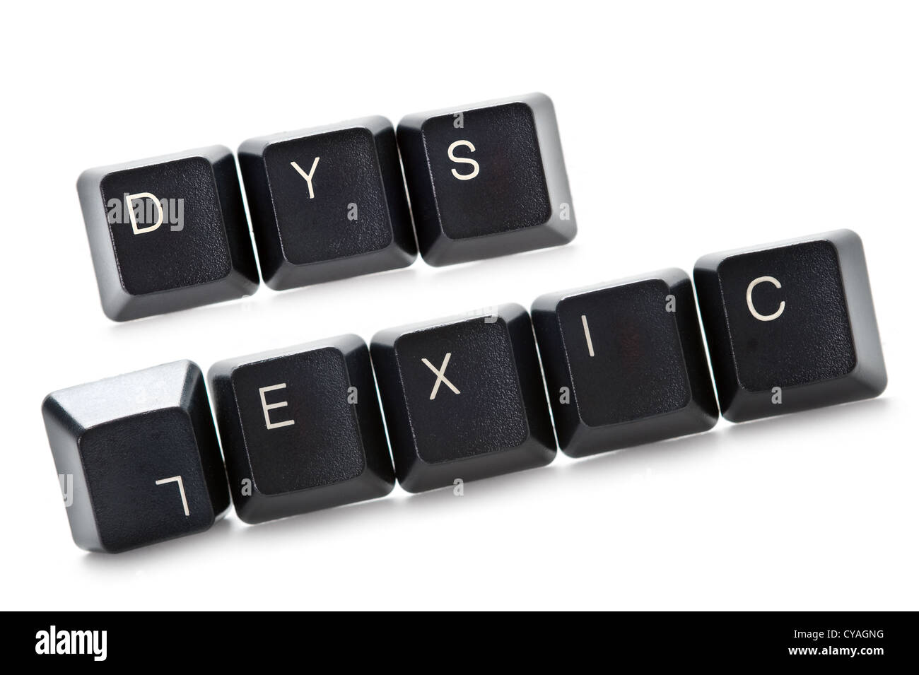 the word dyslexic spelled out in computer keys Stock Photo