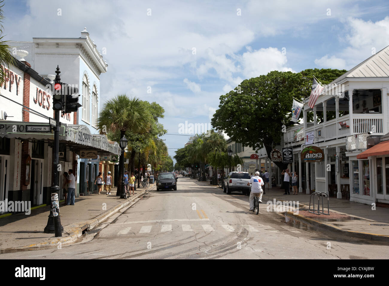 looking up duval street in old town key west florida usa Stock Photo