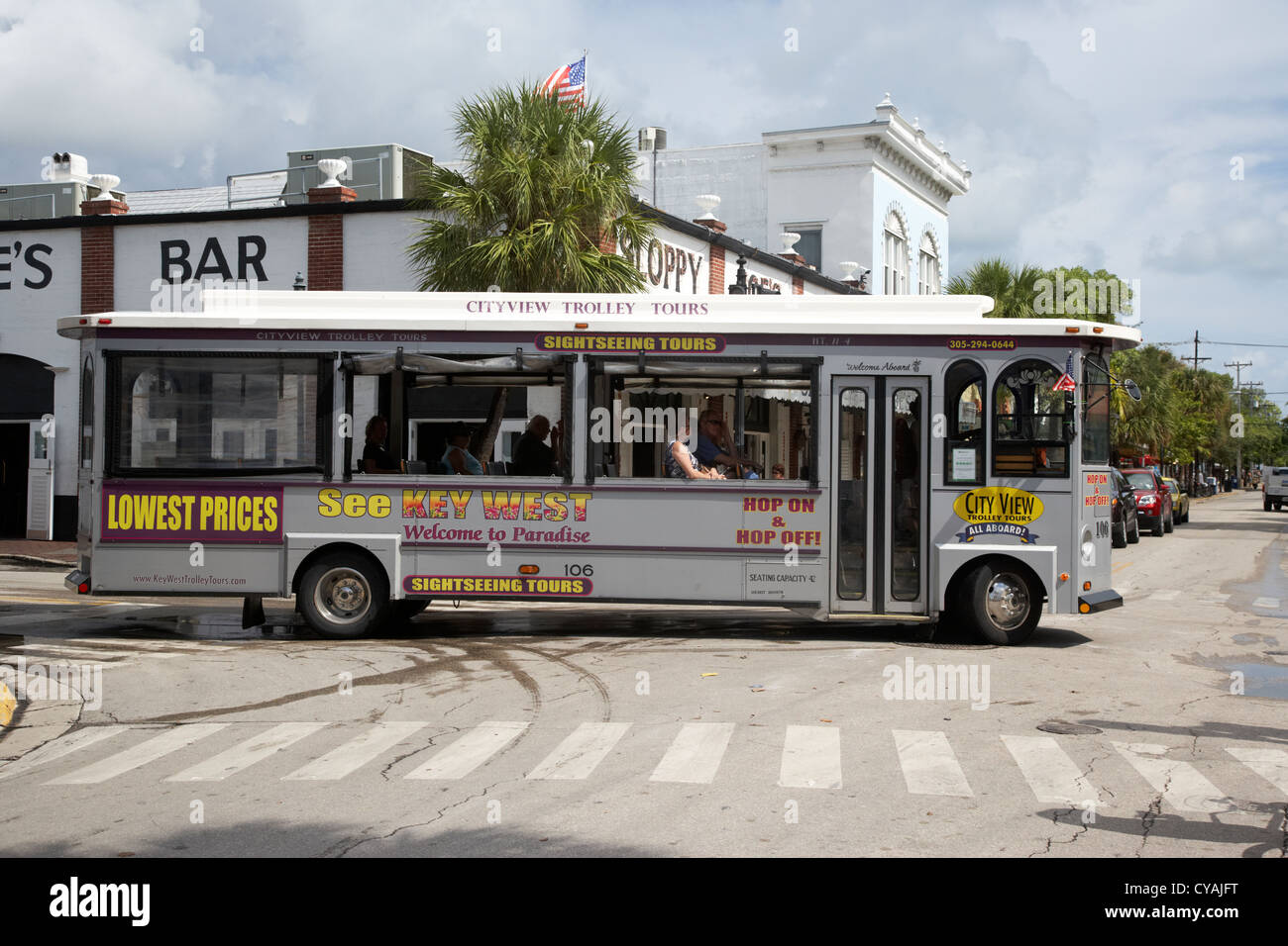 key west trolley tours sightseeing tours florida usa Stock Photo Alamy
