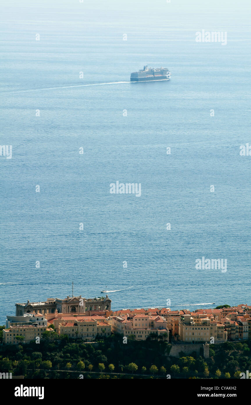 Oceanographic museum of Monaco and cruise ship Stock Photo