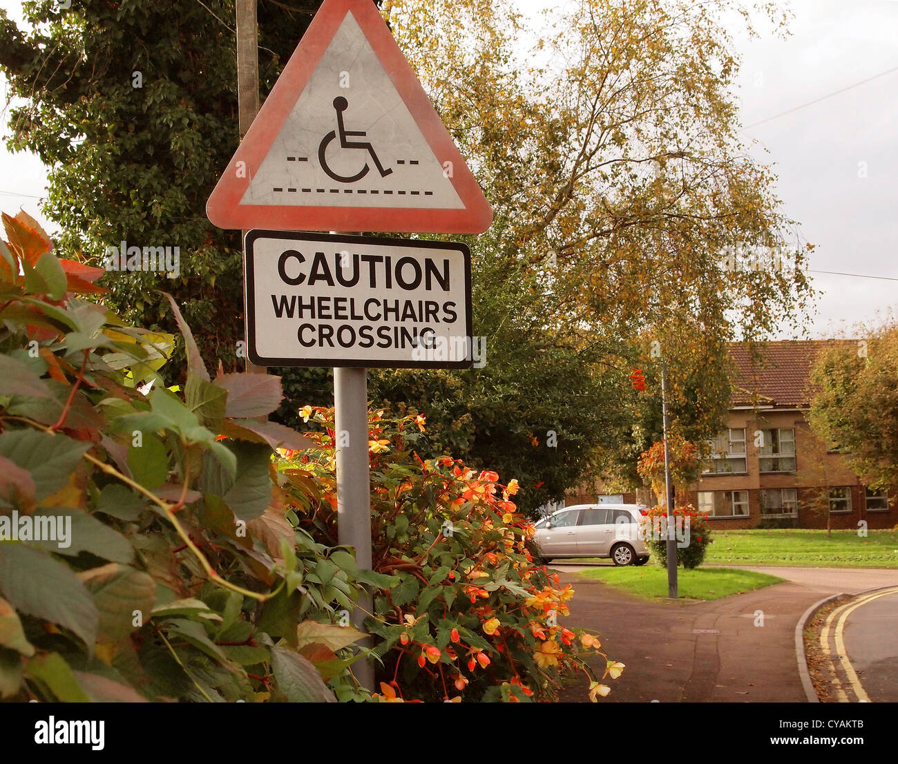Wheelchairs crossing sign. On the street in Thornbury, South