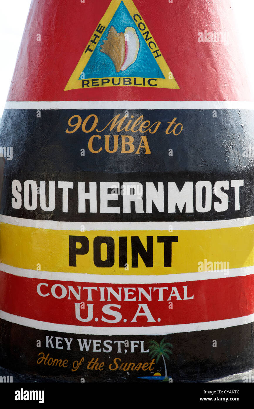 southernmost point of continental usa in key west florida usa Stock Photo