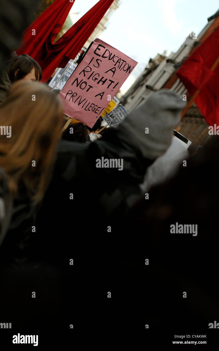 placard during national demo Stock Photo