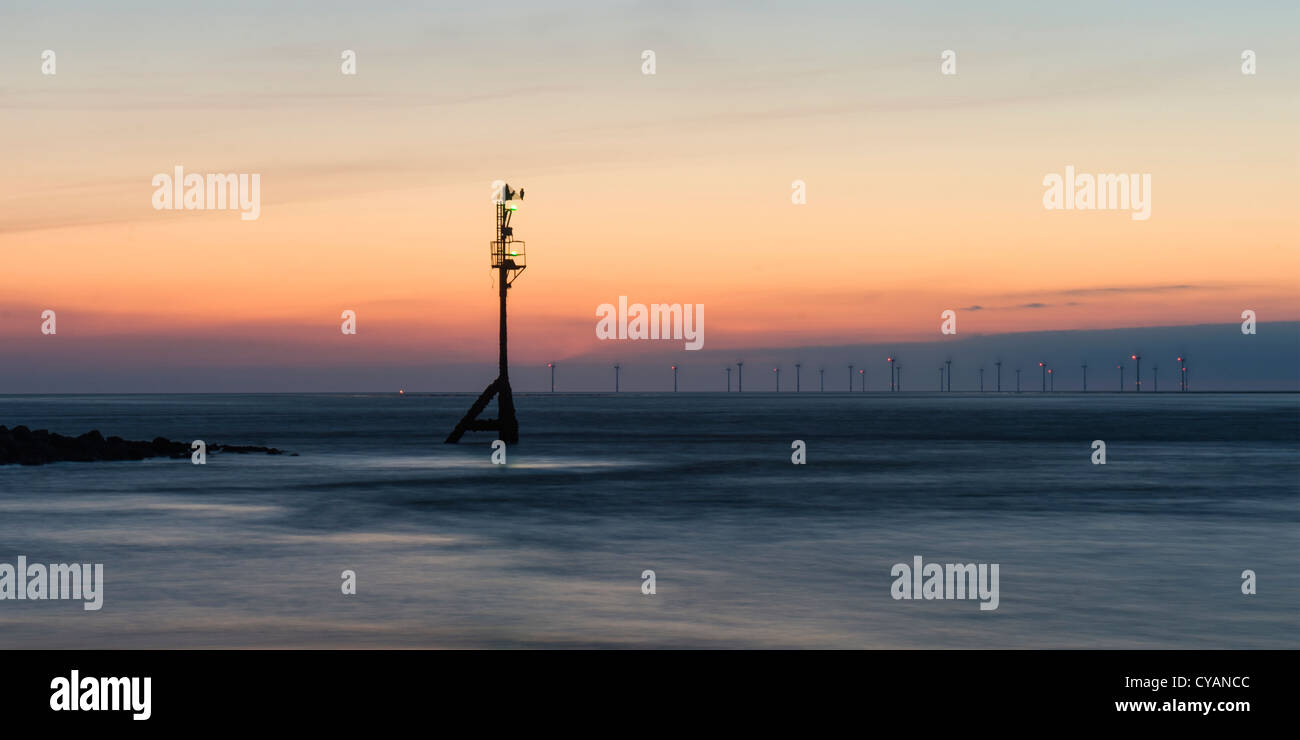 Sunset over the Mersey estuary Stock Photo
