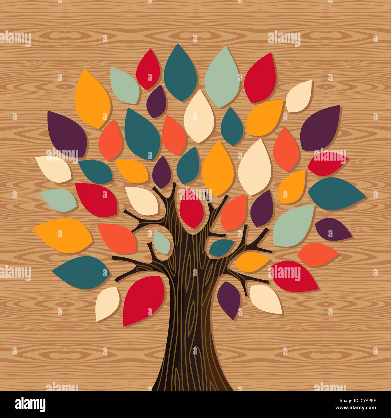 Diversity concept tree illustration. Vector file layered for easy manipulation and custom coloring. Stock Photo