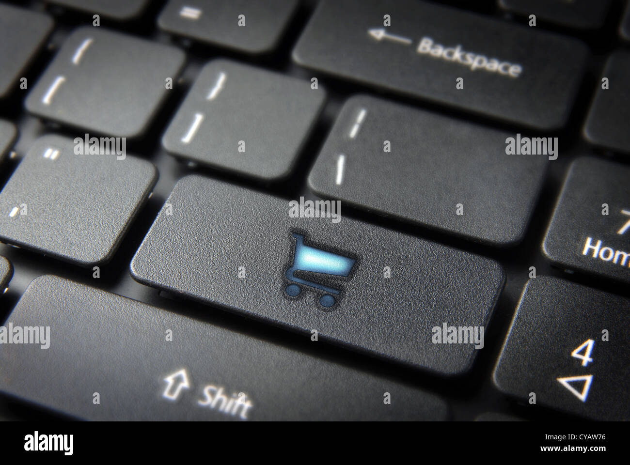 Ecommerce website concept: button with shopping cart icon for purchases ...