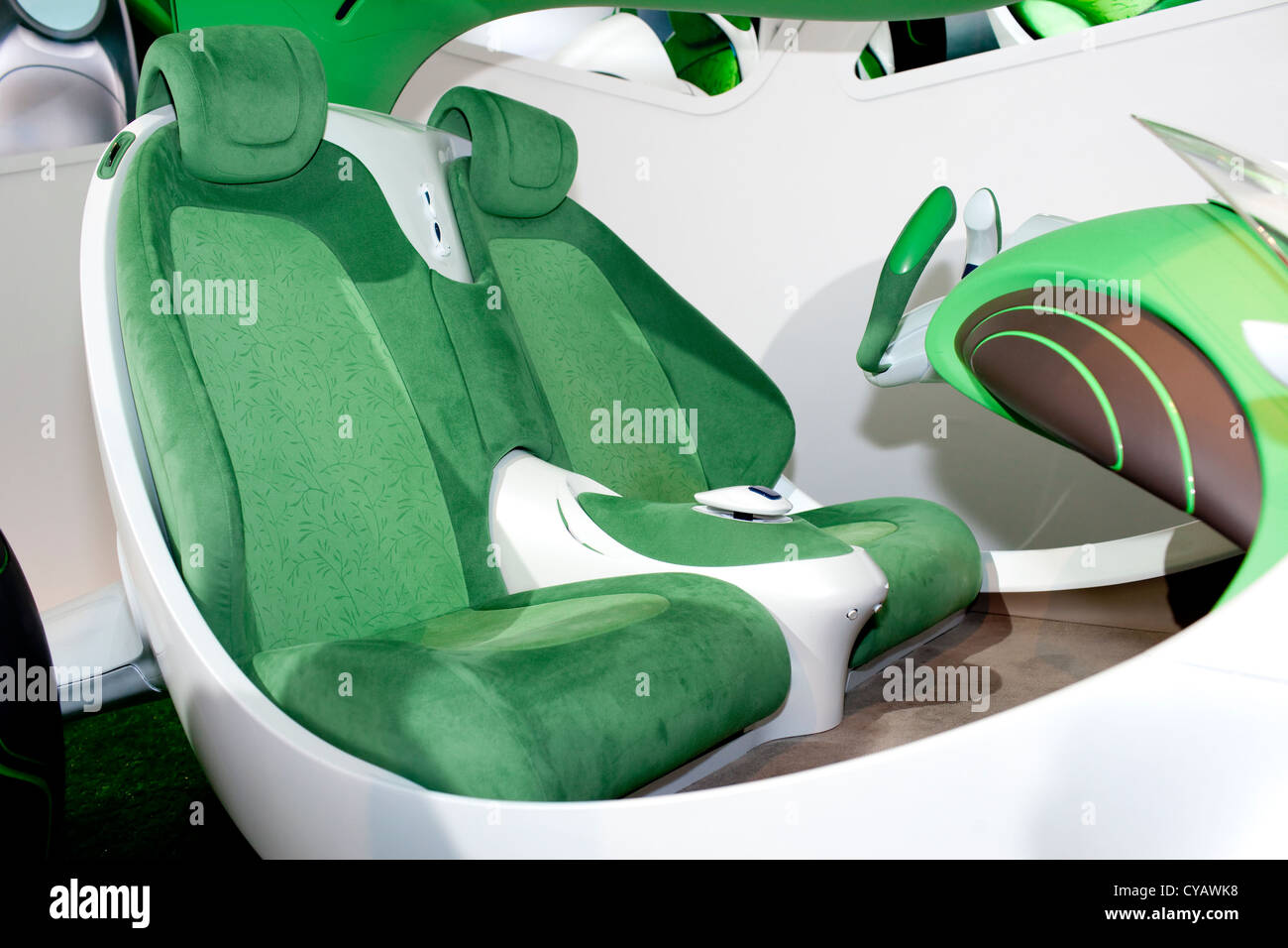 green seat at a modern car inside view Stock Photo