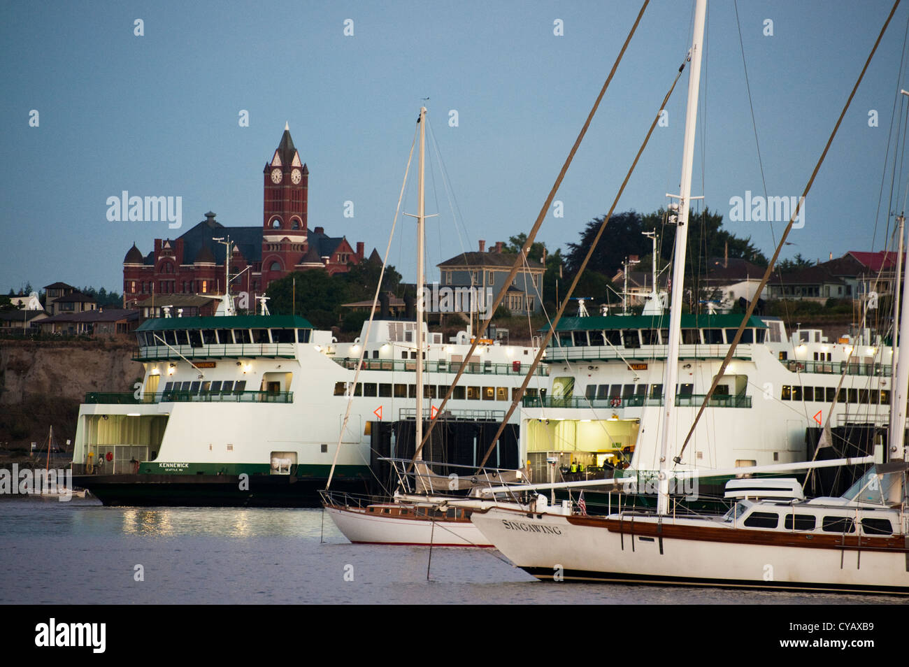 Washington State ferries dock at the historic seaport town of Port