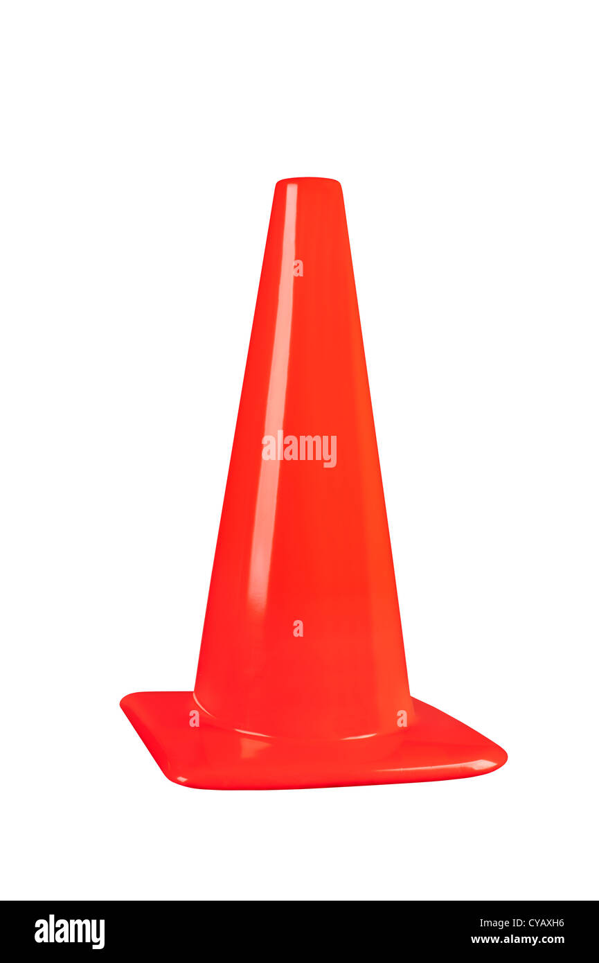 An orange street safety cone isolated on white Stock Photo