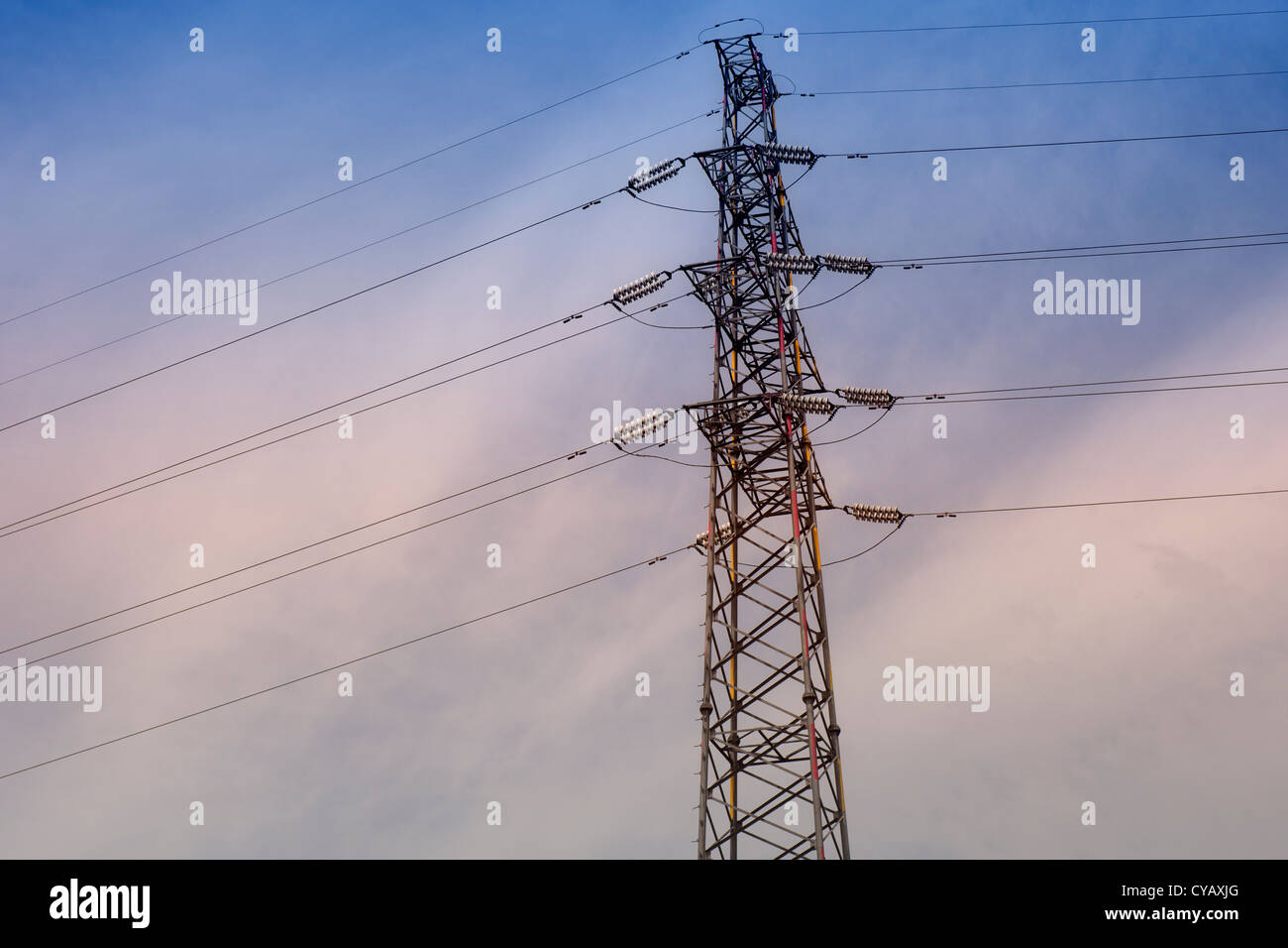electric power pole with blue sky Stock Photo - Alamy