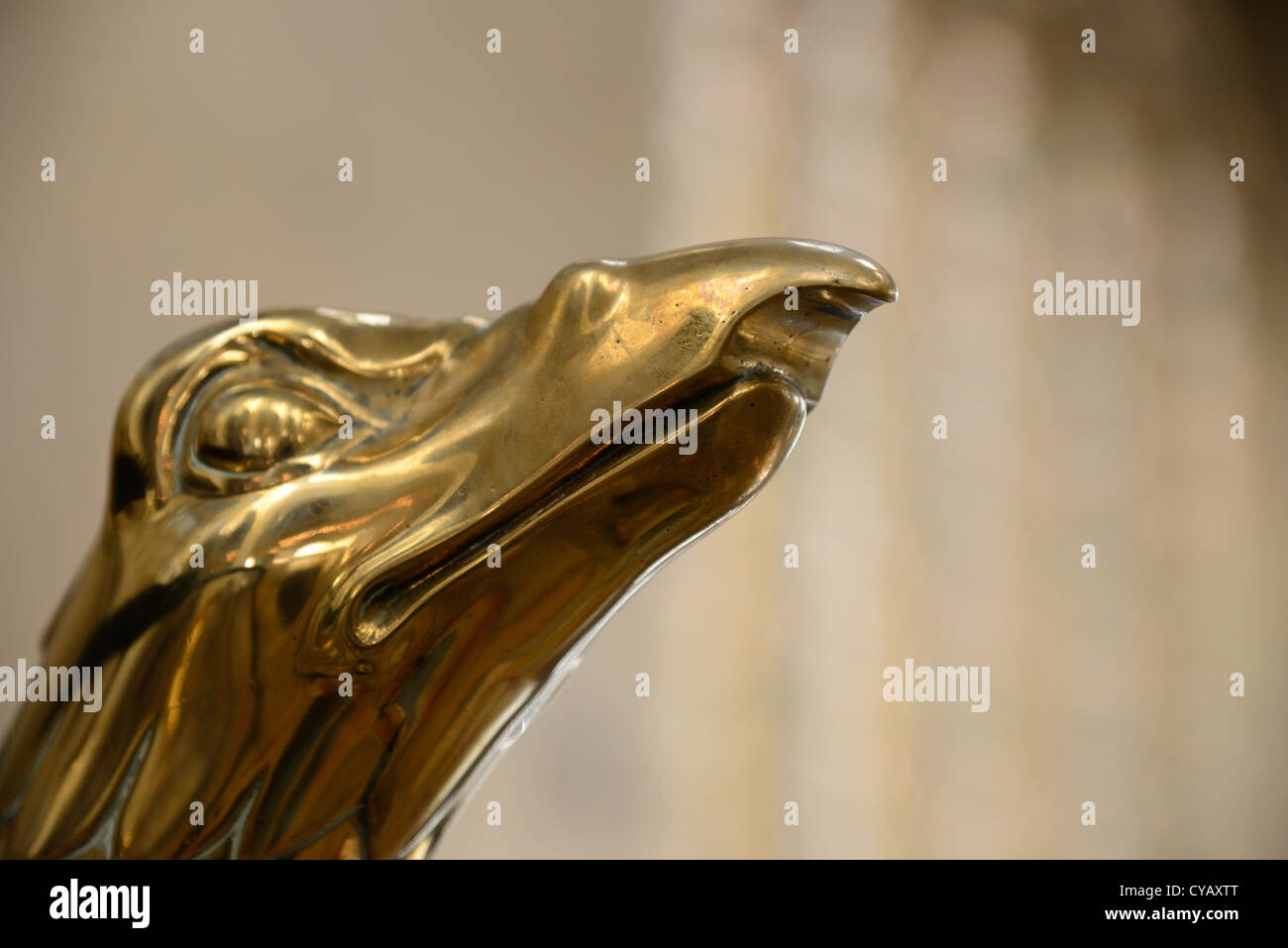 Detail of a eagles head on a lectern Stock Photo