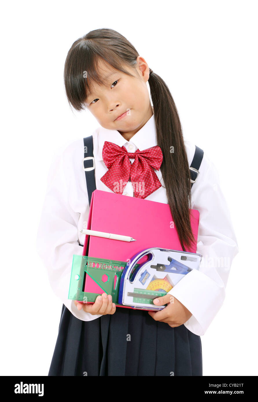 little asian schoolgirl Little asian schoolgirl with school supplies Stock Photo - Alamy