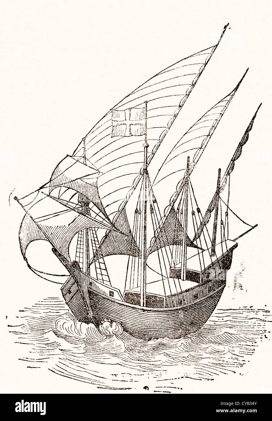 A 15th century Caravel. Stock Photo