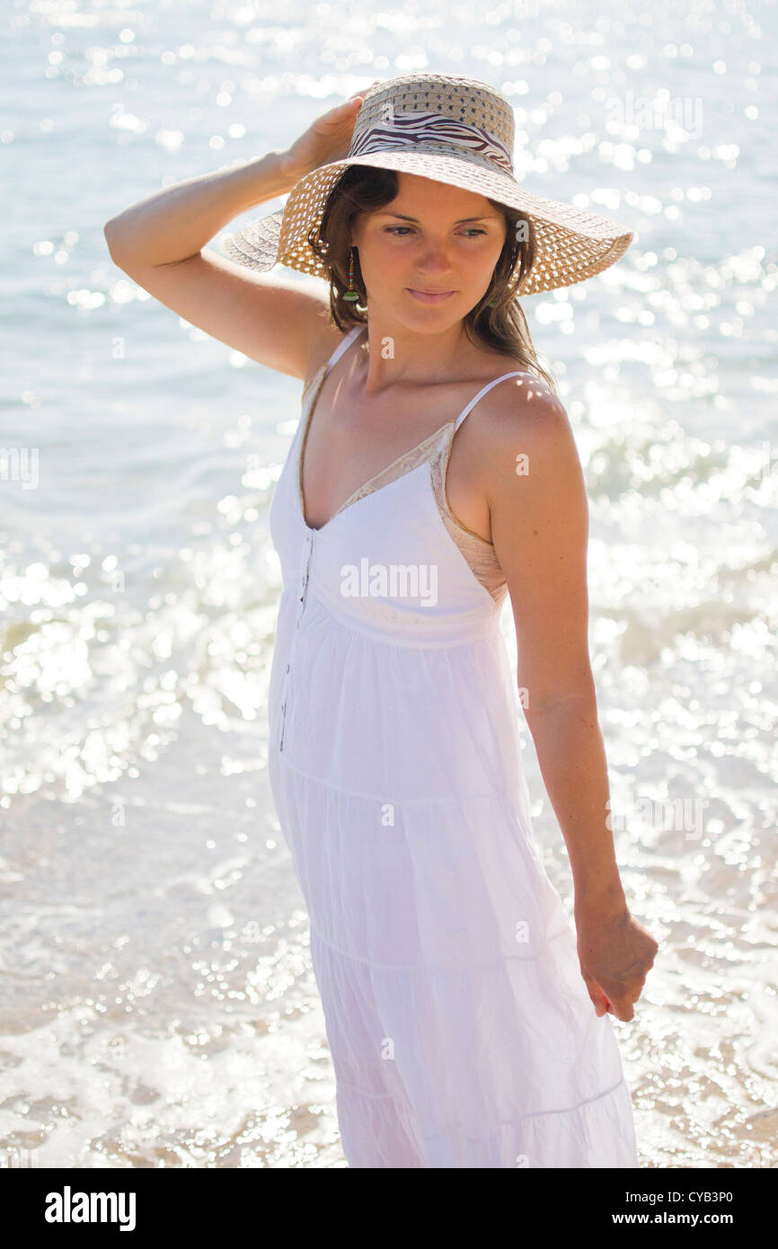 Woman in white dress beach hires stock photography and images Alamy — free download