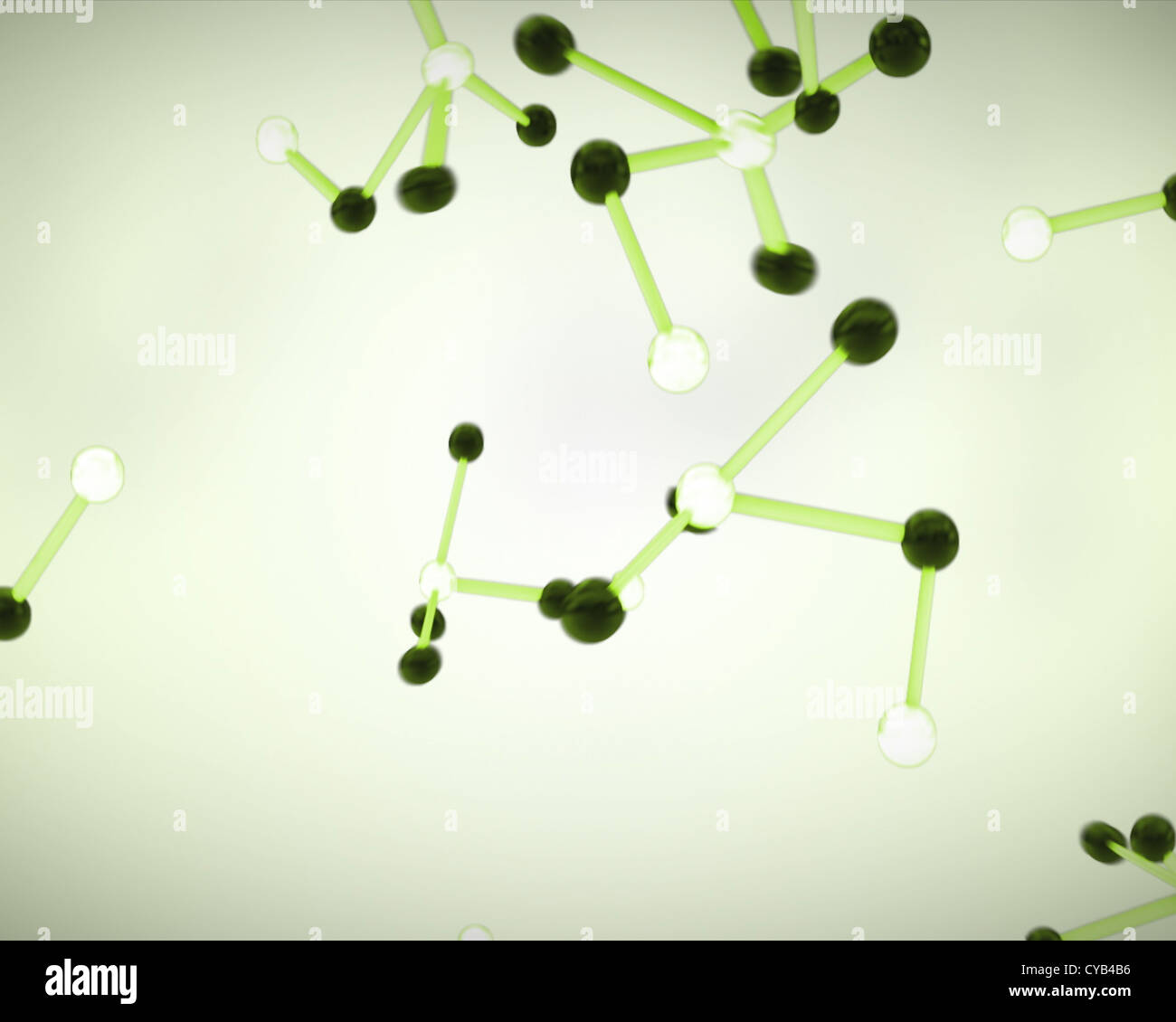 Black, white and green molecule cells Stock Photo