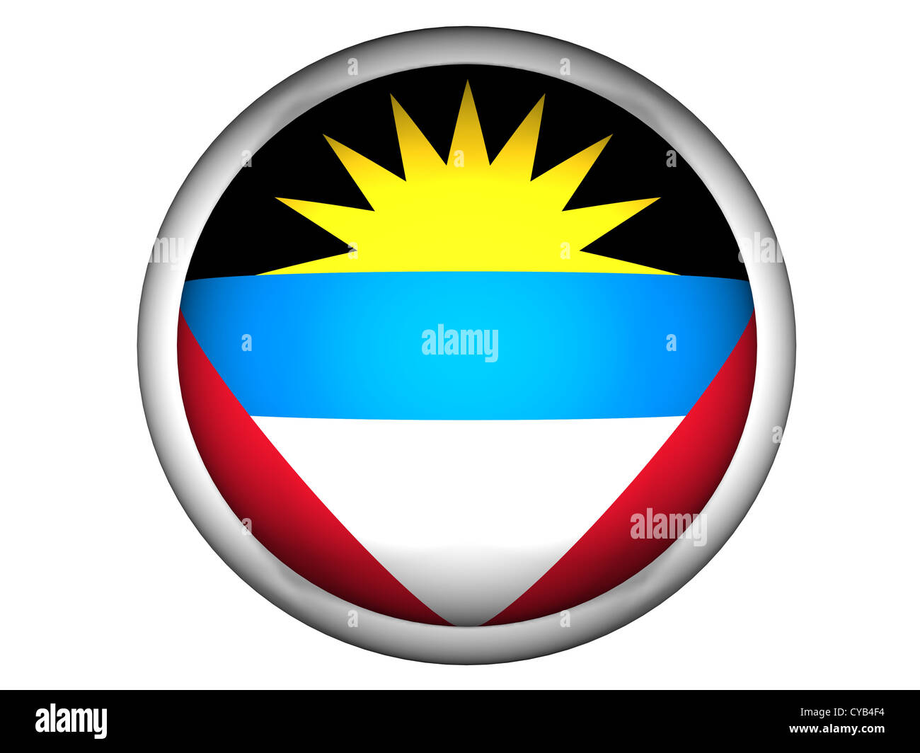 National Flag of Antigua and Barbuda . Button Style . Isolated Stock ...