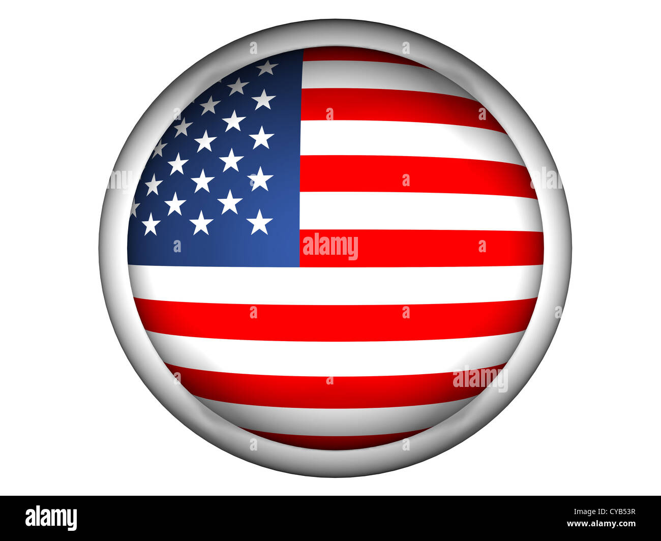 National Flag of United States . Button Style . Isolated Stock Photo