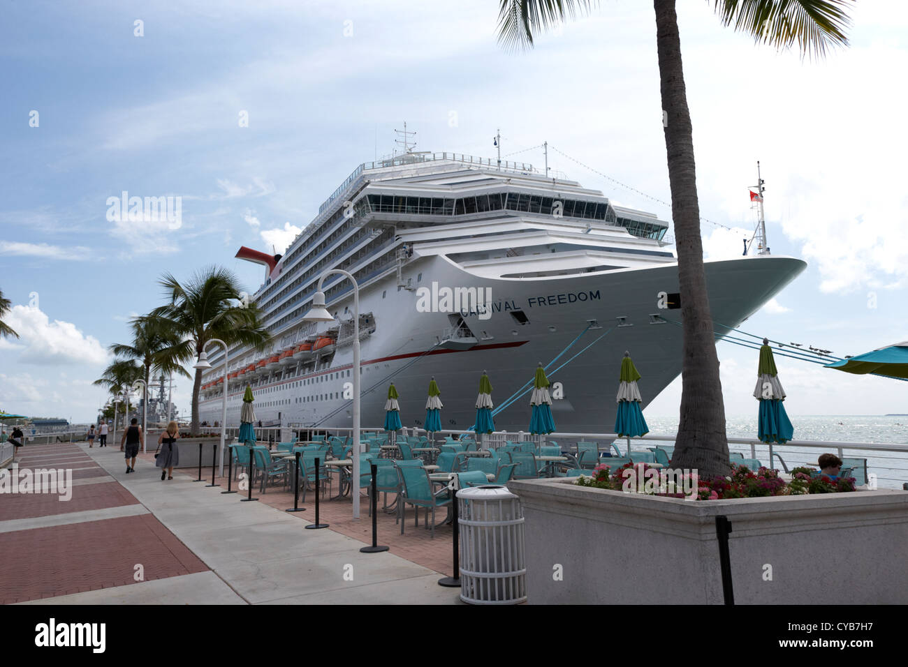 carnival freedom cruise ship moored off mallory square key west florida usa Stock Photo