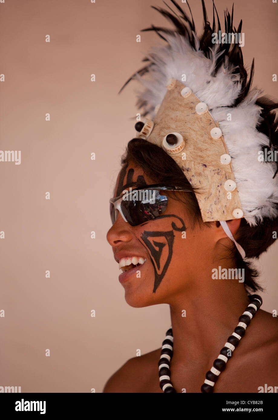 Kid During Tapati Festival, Easter Island, Chile Stock Photo Alamy