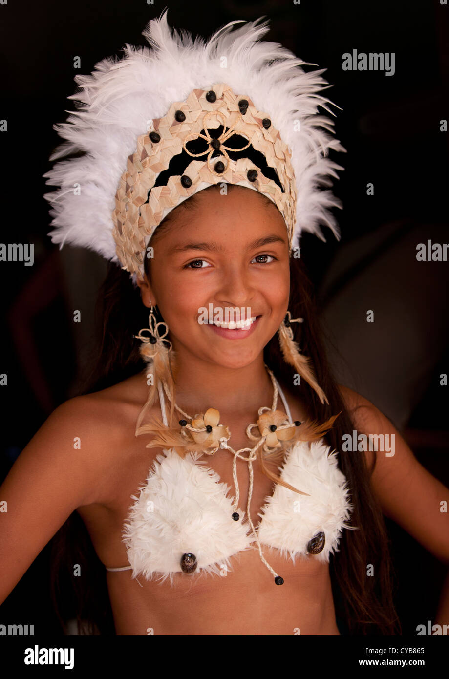 Beautiful Girl During Carnival Parade, Tapati Festival, Easter Island