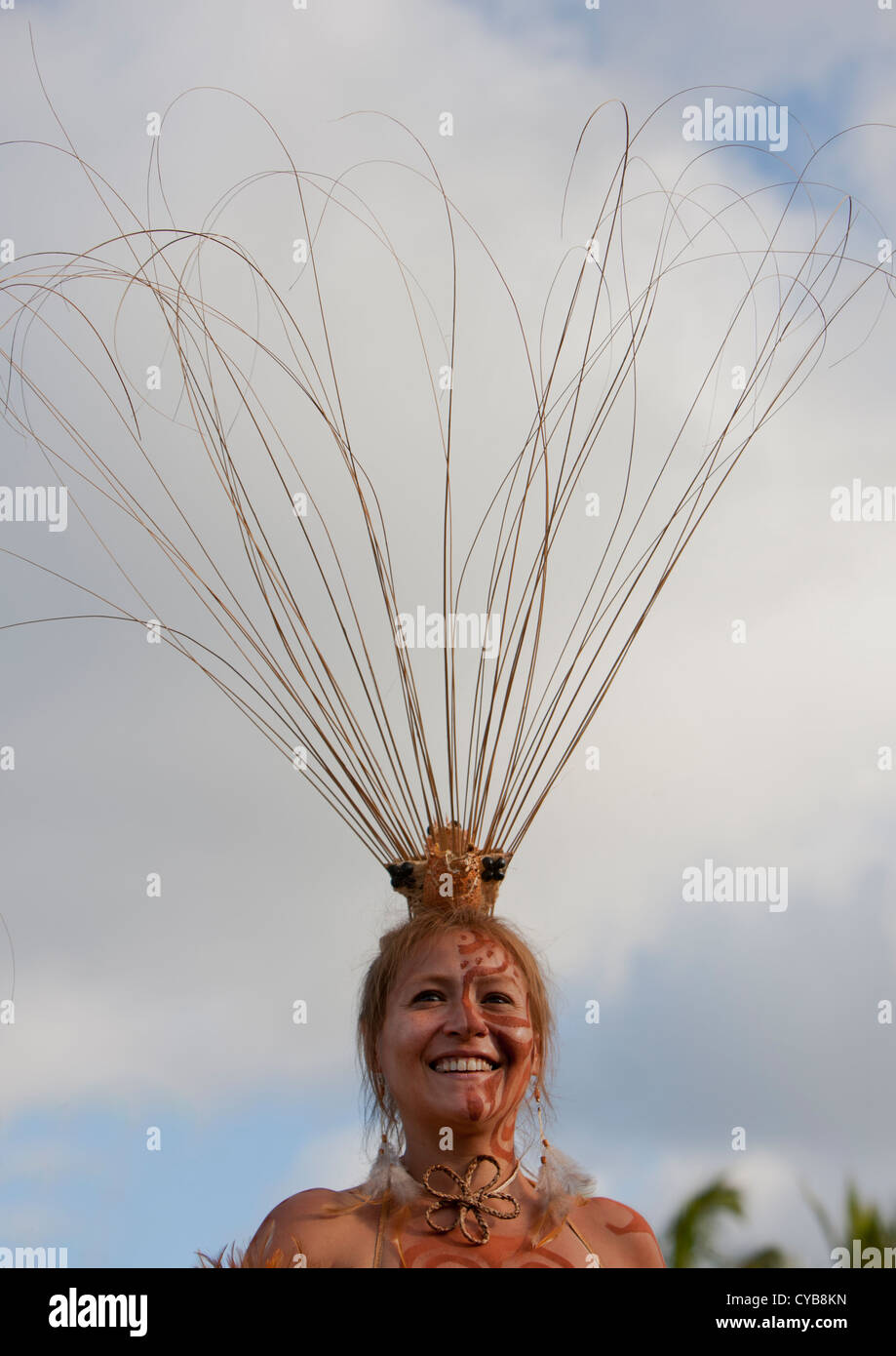 Beautiful Woman During Carnival Parade, Tapati Festival, Easter Island