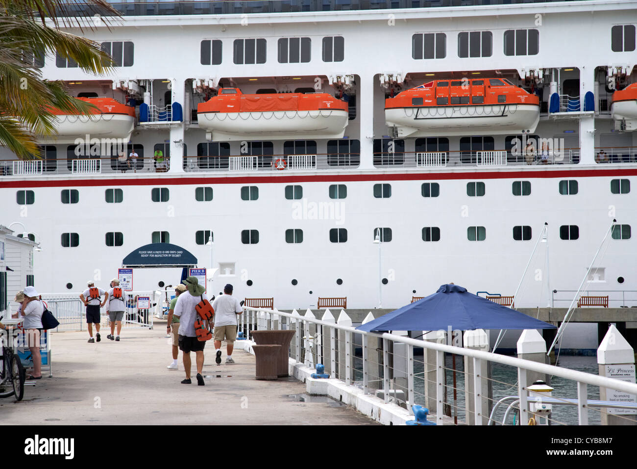 passengers boarding carnival freedom cruise ship moored key west florida usa Stock Photo