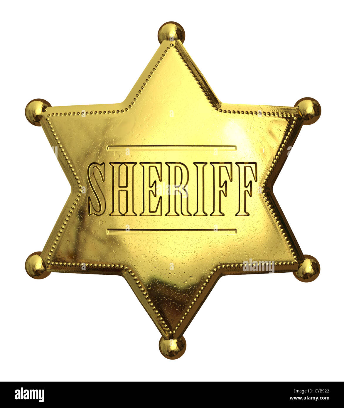 Golden sheriff's badge - isolated on white Stock Photo