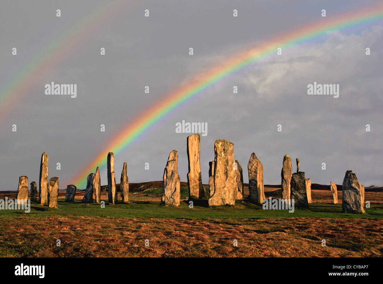 UK Scotland Outer Hebrides Isle of Lewis Callanish Standing Stones Stock Photo