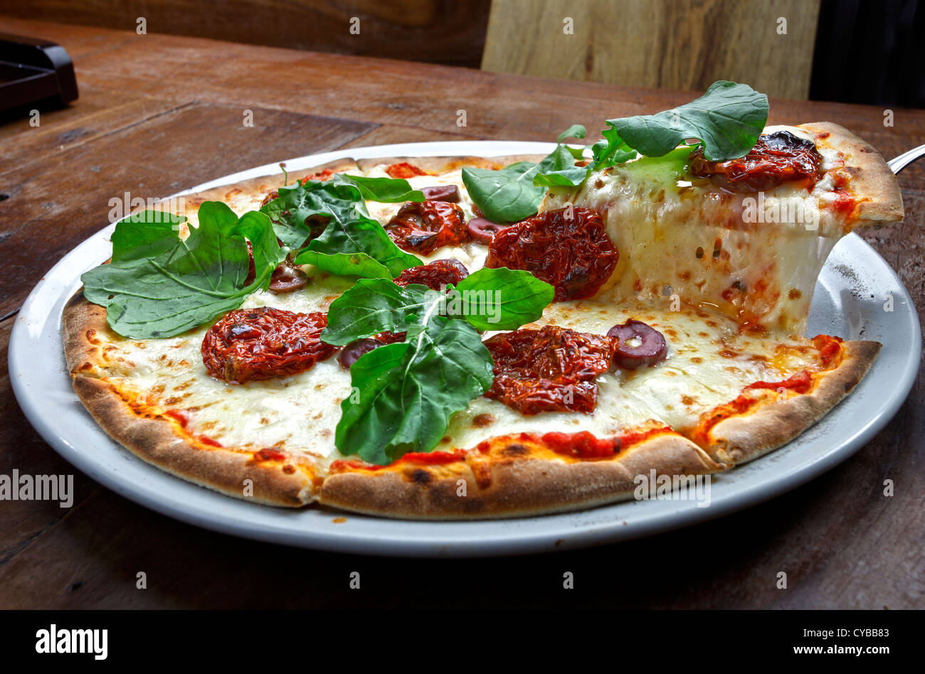 Wood oven baked pizza Stock Photo Alamy