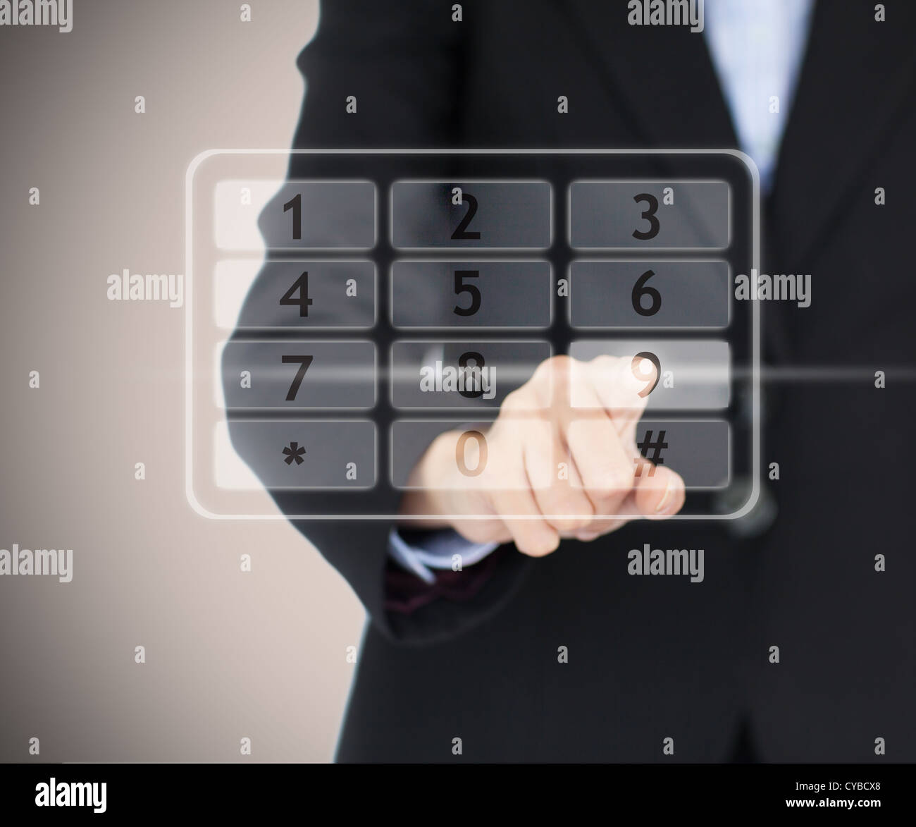 Woman entering a code on digital number pad Stock Photo