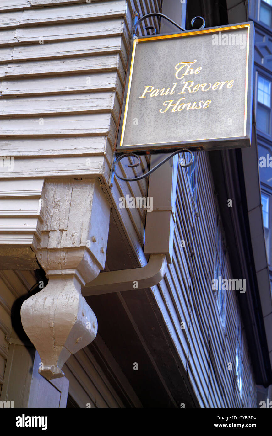 Boston Massachusetts,North End,The Freedom Trail,North Square,Paul Revere House,museum,building,outside exterior,front,entrance,MA120822087 Stock Photo