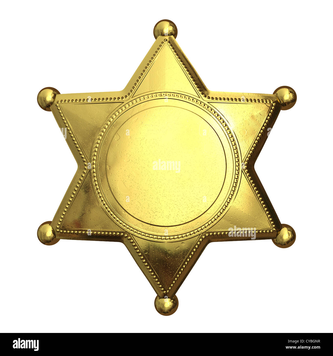 Golden sheriff's badge - isolated on white Stock Photo