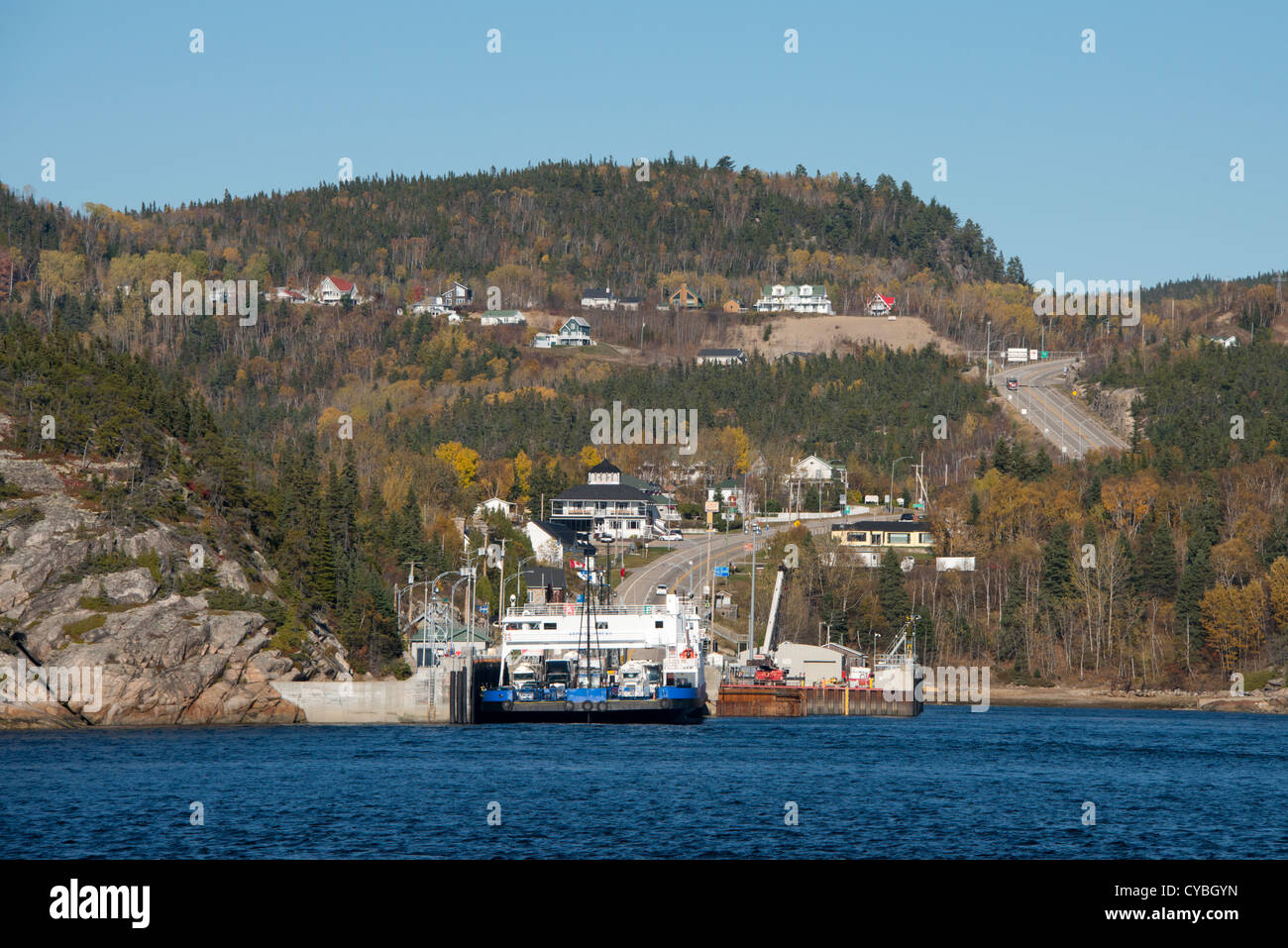 Canada, Quebec, Tadoussac. Saguenay / St. Lawrence River, car ferry at ...
