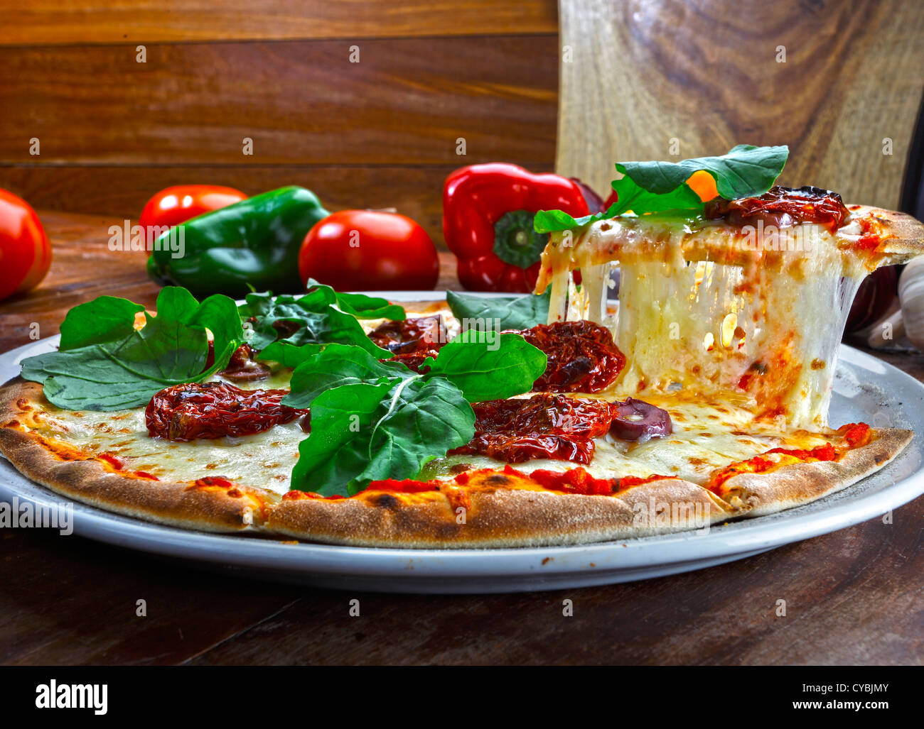 Wood oven baked pizza Stock Photo Alamy