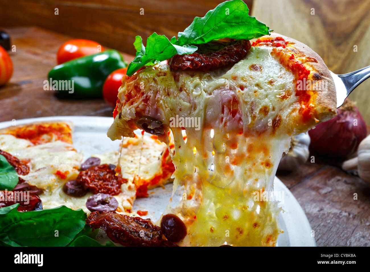 Wood oven baked pizza Stock Photo Alamy